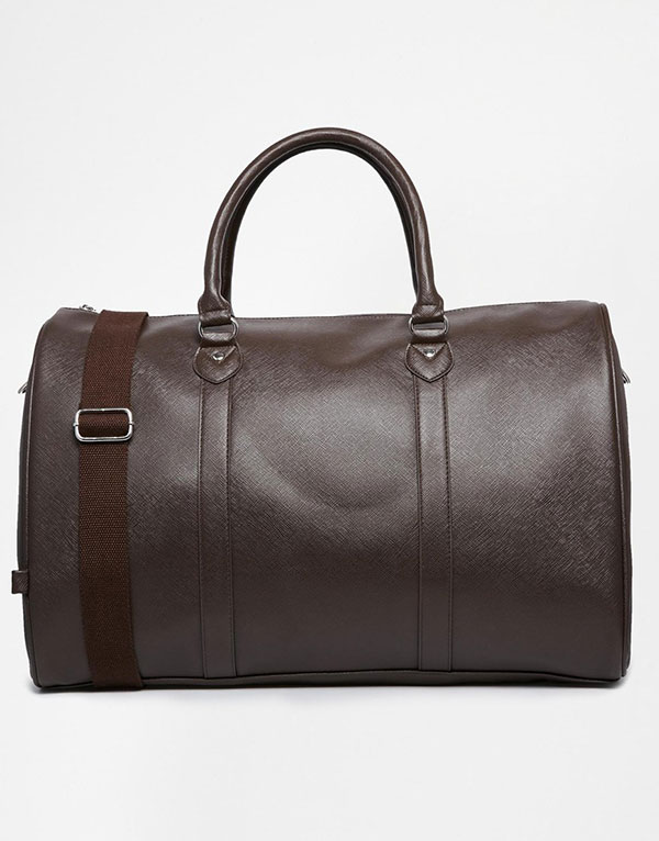 asos leather holdall